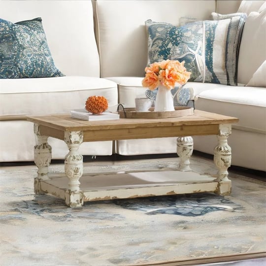 french-country-rectangle-wooden-coffee-table-brown-antique-white-1