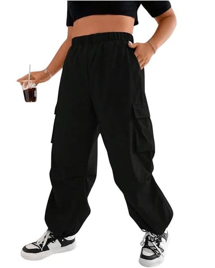 gorglitter-womens-plus-size-cargo-pants-flap-pocket-side-high-elastic-waist-baggy-pants-1