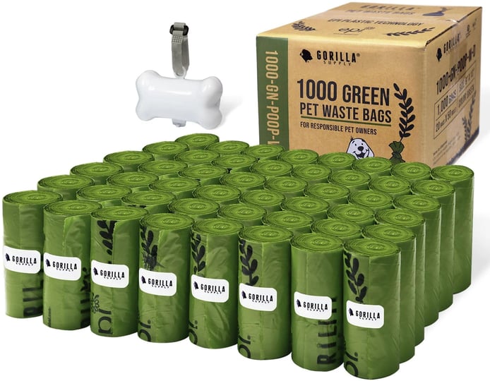 gorilla-supply-1000-green-dog-epi-pet-poop-bags-50-refill-rolls-with-dispenser-1