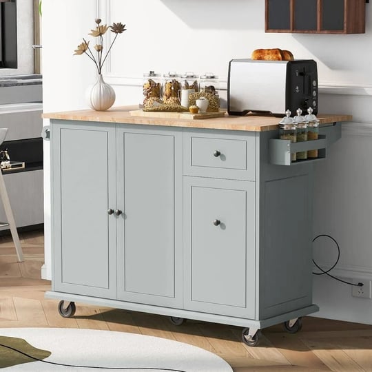 gray-blue-wood-53-94-in-kitchen-island-with-drop-leaf-drawer-solid-wood-feet-internal-storage-rack-a-1