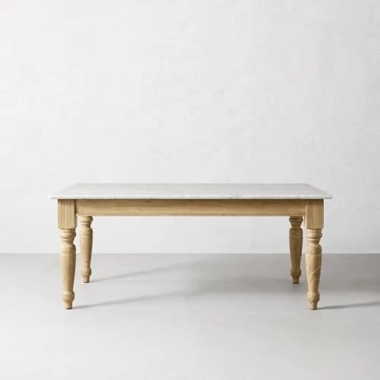 harvest-rectangular-dining-table-waxed-pine-marble-72-carrara-white-natural-spruce-williams-sonoma-1