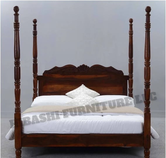 hibashi-solid-wood-four-poster-platform-bed-frame-w-headboard-king-us-1