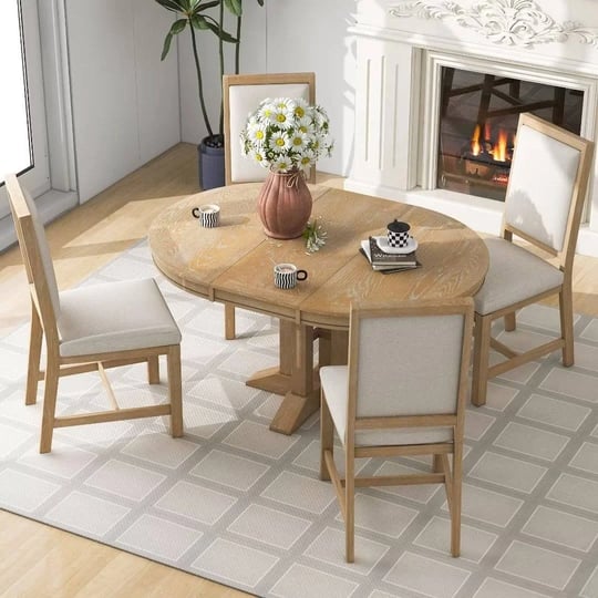 highland-5-piece-farmhouse-dining-set-with-round-table-and-4-upholstered-chairs-natural-1