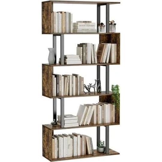 homefort-5-tier-geometric-bookcases-shaped-bookshelf-wood-decorative-storage-shelving-modern-freesta-1