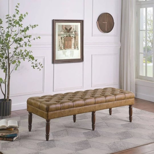 homepop-classic-tufted-long-bench-light-brown-vegan-leather-1