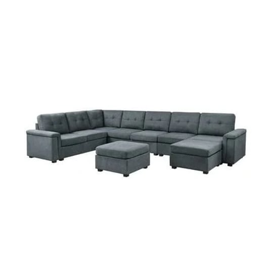 homestock-french-country-gray-woven-fabric-9-seater-sectional-sofa-with-ottomans-1