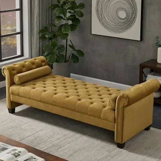 hutwife-82-inch-velvet-end-of-bed-bench-button-tufted-sofa-stool-bench-upholstered-bench-brown-1