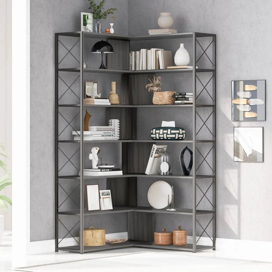 industrial-style-corner-bookcase-with-metal-frame-7-tier-silvergrey-1