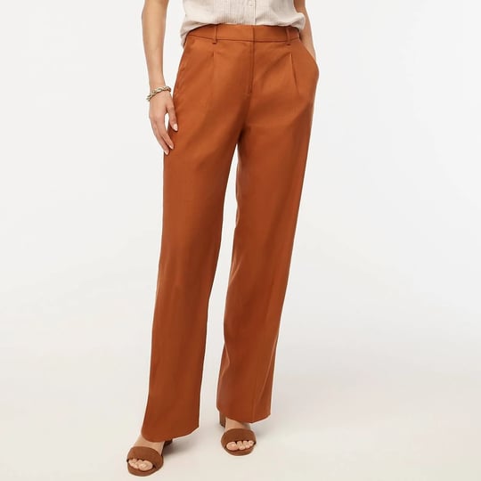 j-crew-factory-womens-linen-blend-wide-leg-pleated-trouser-pant-redwood-branch-size-10-1