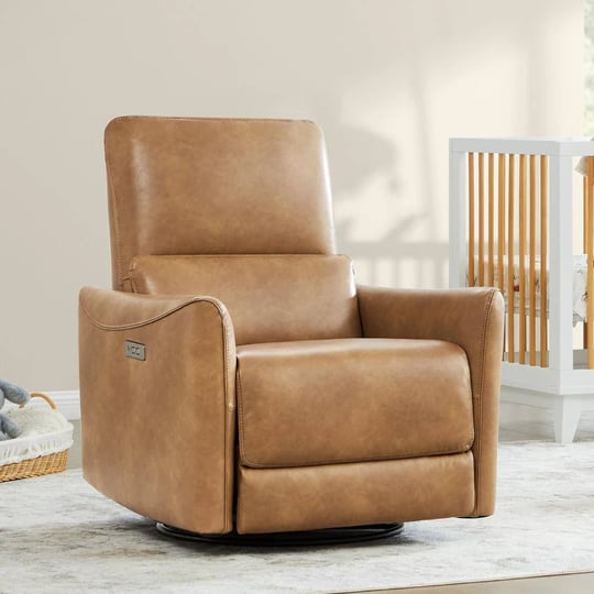 kensie-cognac-brown-faux-leather-swivel-power-recliner-1