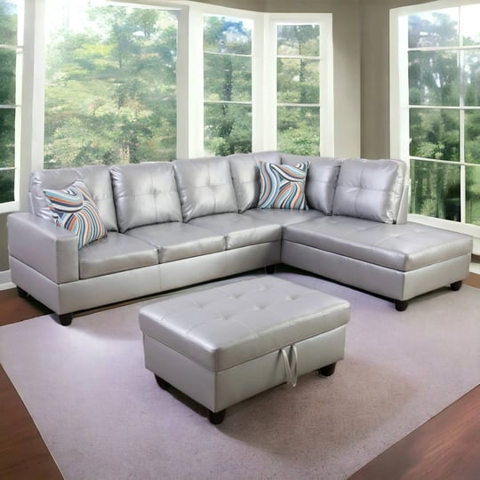 kisrais-103-wide-3-piece-vegan-leather-sectional-sofa-set-silver-white-right-facing-1