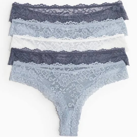 ladies-blue-5-pack-lace-brazilian-briefs-size-m-hm-1