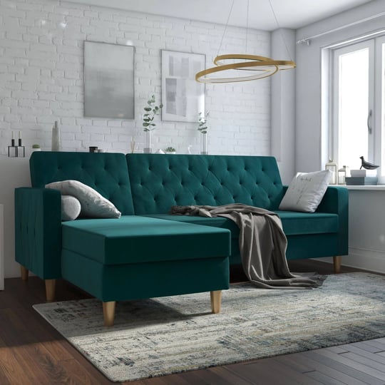 liberty-sectional-futon-with-storage-green-velvet-cosmoliving-by-cosmopolitan-1