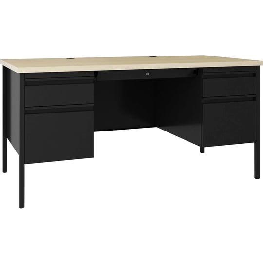 lorell-fortress-maple-top-double-pedestal-desk-1