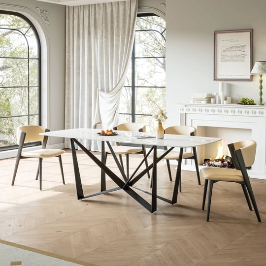 lowes-white-contemporary-modern-dining-table-composite-with-black-sand-steel-base-stainless-steel-cz-1