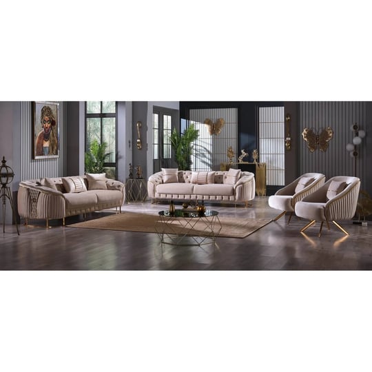 lucky-4-pieces-living-room-set-2-sofa-2-chair-beige-1