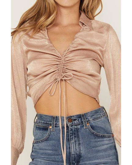 lush-womens-satin-cinch-front-blouse-1
