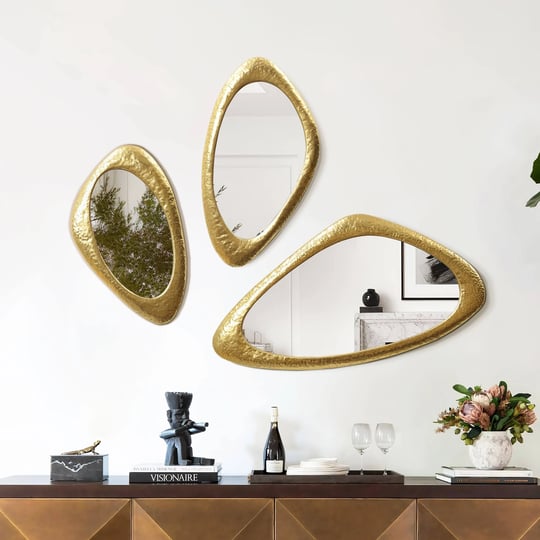 luxenhome-3-piece-gold-metal-frame-oblong-wall-mirror-set-1