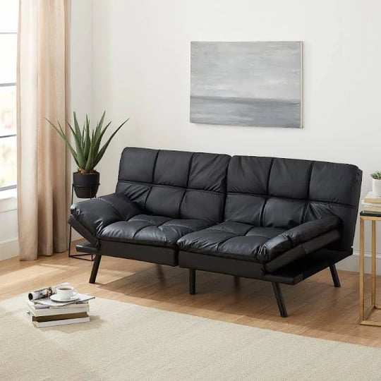 mainstays-memory-foam-futon-black-faux-leather-size-72-inch-1