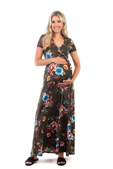 maternity-and-nursing-surplice-short-sleeve-floral-dress-olive1-small-1