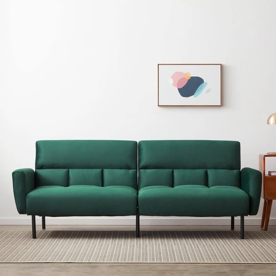 mayview-sofa-bed-with-box-tufting-and-removable-arms-green-velvet-1