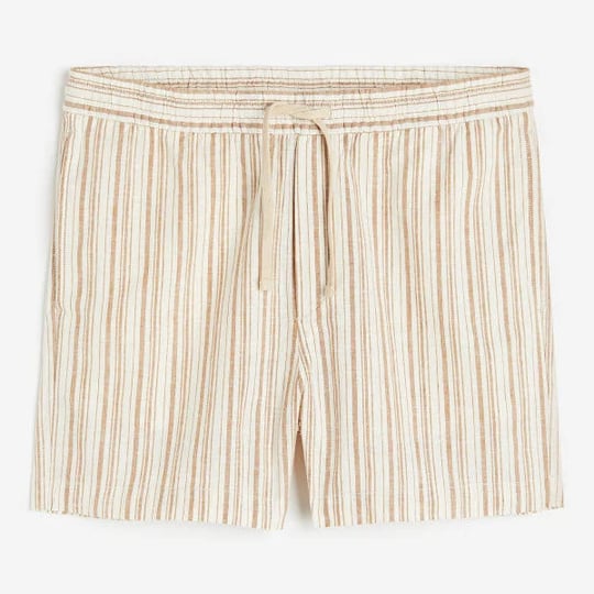 men-beige-regular-fit-linen-blend-shorts-size-xxl-hm-1
