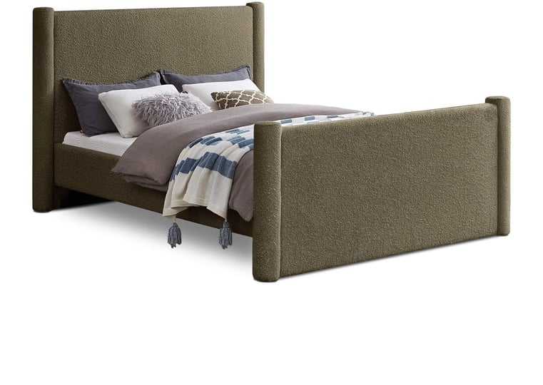 meridian-furniture-elias-olive-green-boucle-fabric-full-bed-1