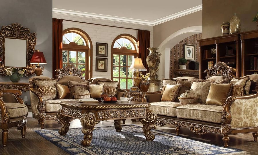 metallic-antique-gold-floral-pattern-sofa-set-2pcs-traditional-homey-design-hd-610-1
