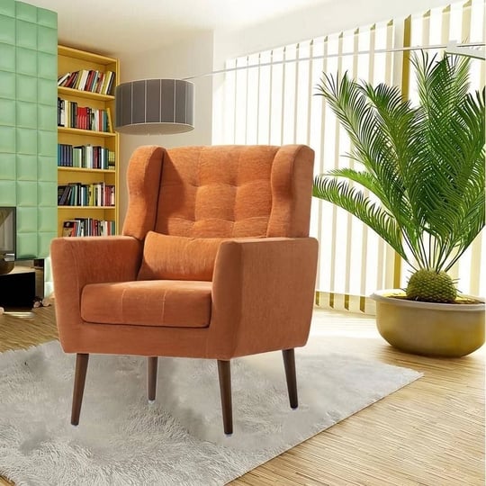 mid-century-modern-chenille-fabric-lounge-armchair-for-living-room-bedroom-orange-1