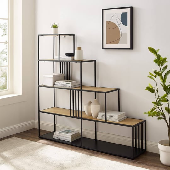 minimalist-divider-bookshelf-with-slats-coastal-oak-black-1