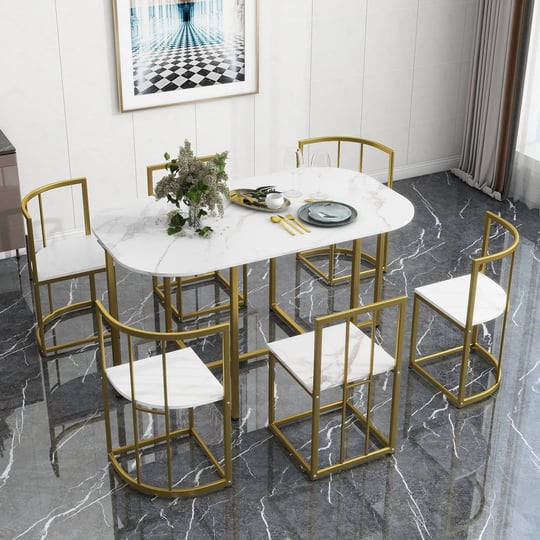 modern-7-piece-dining-table-set-with-faux-marble-top-and-6-chairs-goldenwhite-modernluxe-1