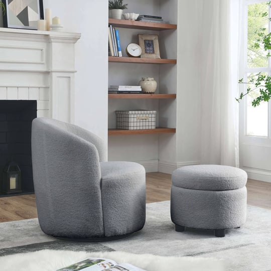 modern-teddy-fabric-360-swivel-barrel-chair-with-round-storage-ottoman-grey-1