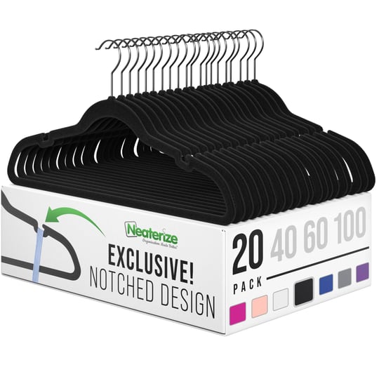 neaterize-velvet-hangers-20-pack-black-heavy-duty-velvet-clothes-hangers-non-slip-felt-coat-and-suit-1