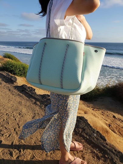 neoprene-tote-bag-with-matching-pouch-mint-color-1