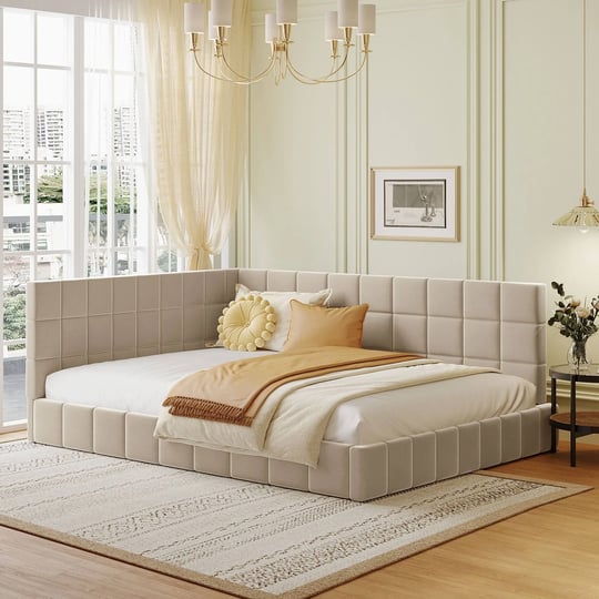 nestfair-full-size-velvet-upholstered-daybed-beige-1