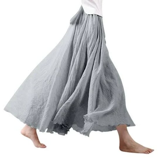 nlife-womens-bohemian-high-waist-flowy-double-layer-maxi-skirt-size-one-95cm-gray-1