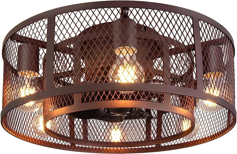 ohniyou-cage-21-inch-farmhouse-low-profile-ceiling-fan-with-light-remote-control-flush-mount-bladele-1