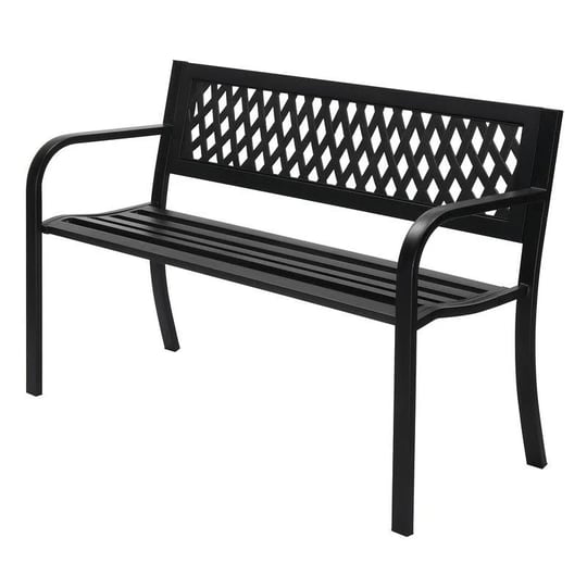 outdoor-2-person-47-in-garden-patio-park-steel-bench-with-flexible-pvc-mesh-backrest-black-1