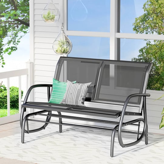 outsunny-48-freestanding-patio-glider-bench-dark-gray-1