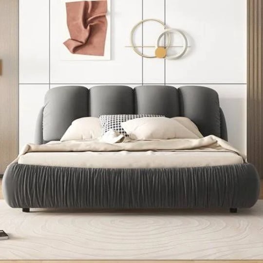 porkiss-king-upholstered-bed-frame-with-super-soft-thick-headboard-oversized-padded-backrest-gray-si-1