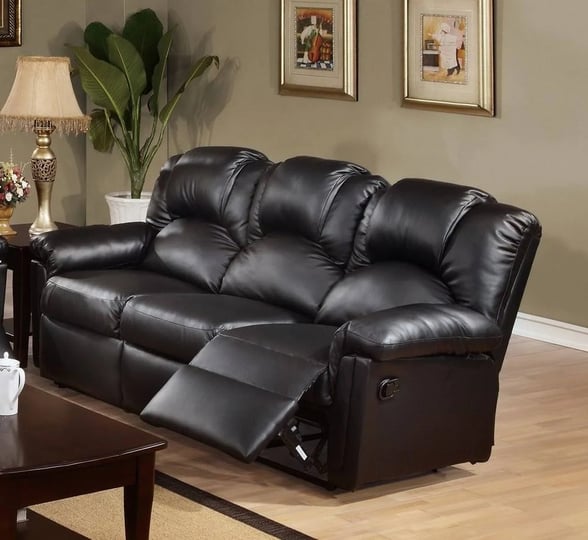 poundex-f6672-black-bonded-leather-motion-recliner-sofa-1