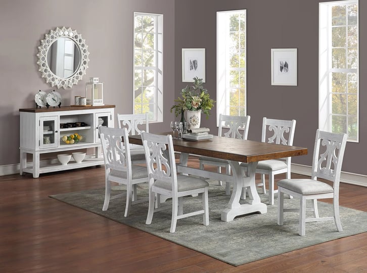 poundex-rectangular-dining-table-white-brown-1