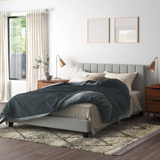 poundex-wooden-fabric-bed-in-gray-full-1
