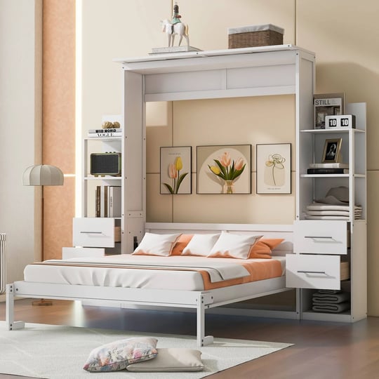 queen-size-murphy-bed-wall-bed-with-shelves-drawers-and-led-lights-white-1