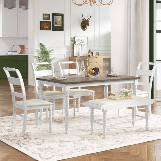 retro-style-6-piece-dining-set-solid-wood-turned-legs-table-with-upholstered-chairs-and-bench-natura-1