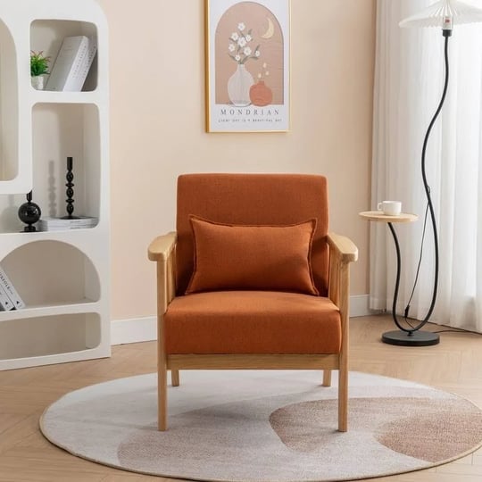 seynar-mid-century-boucle-uplostered-soild-wood-accent-armchair-with-pillow-orange-1