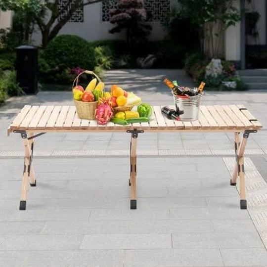 slated-top-wooden-folding-picnic-coffee-table-43cm-high-portable-weatherproof-size-120-brown-1