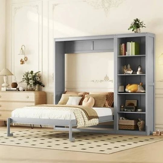 solid-wood-bed-frame-murphy-bed-wall-bed-with-shelves-platform-bed-frame-mid-century-bedframe-wood-f-1
