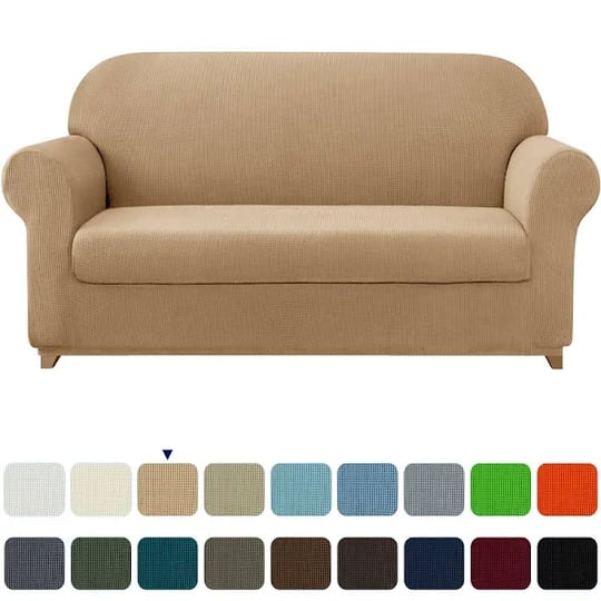 subrtex-stretch-2-piece-textured-grid-loveseat-slipcover-khaki-beige-1
