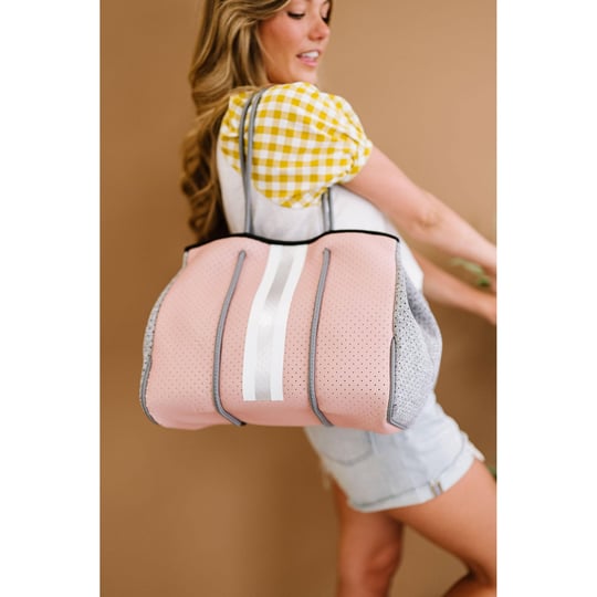 the-classy-cloth-womens-neoprene-tote-bag-waterproof-tote-mauve-with-silver-stripe-1